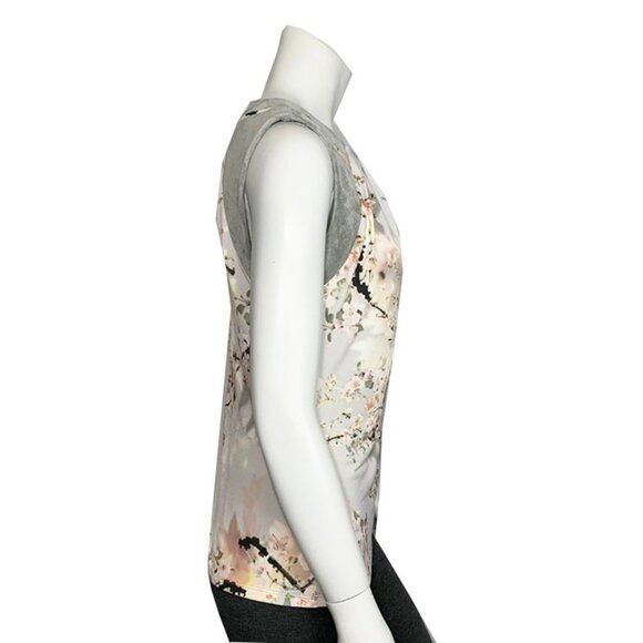 CALVIN KLEIN Cherry Blossom Print Top With Faux Suede Shoulders - Picture 2 of 6